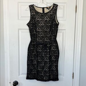 Lori Michaels Elegant Black Floral Lace Midi Dress